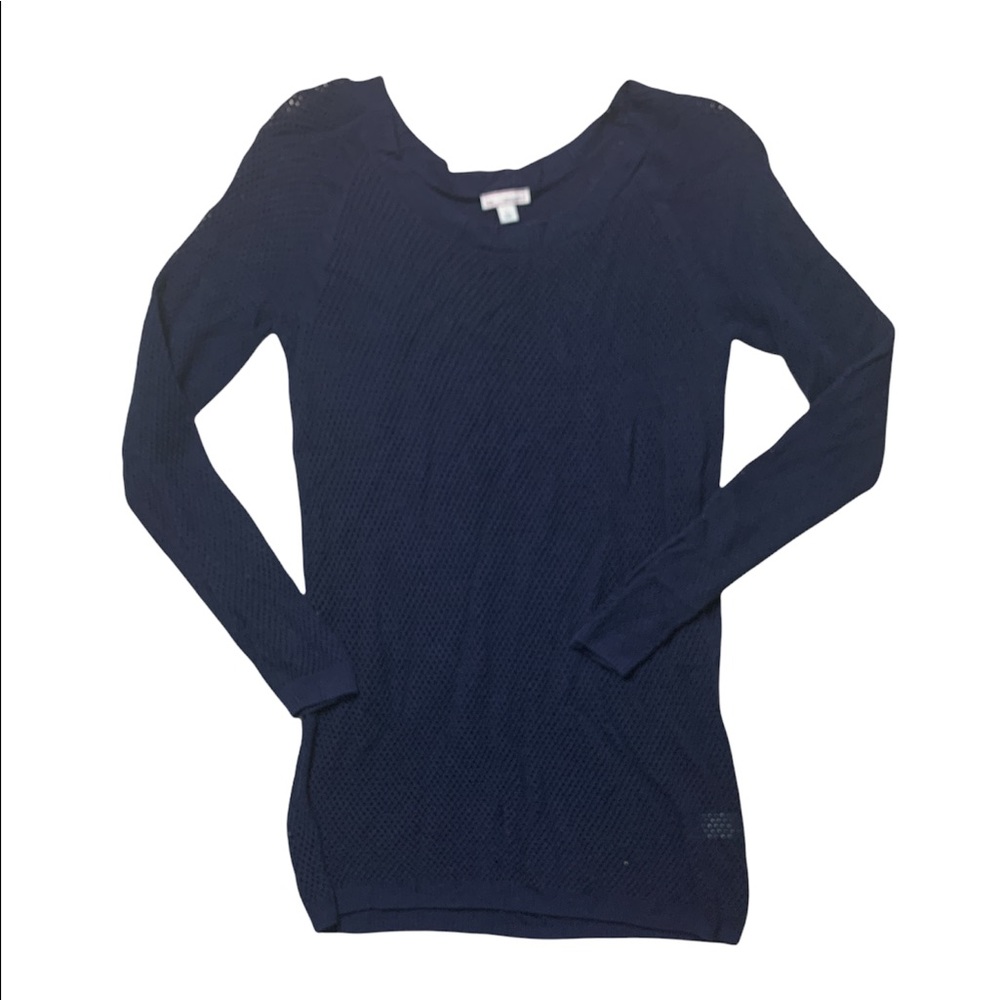 Large GAP Mesh Navy Blue Longline Overlay Top Layering Top